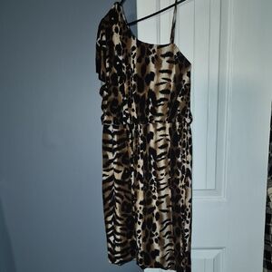 Saint Tropez West Animal Print One-Shoulder Dress
